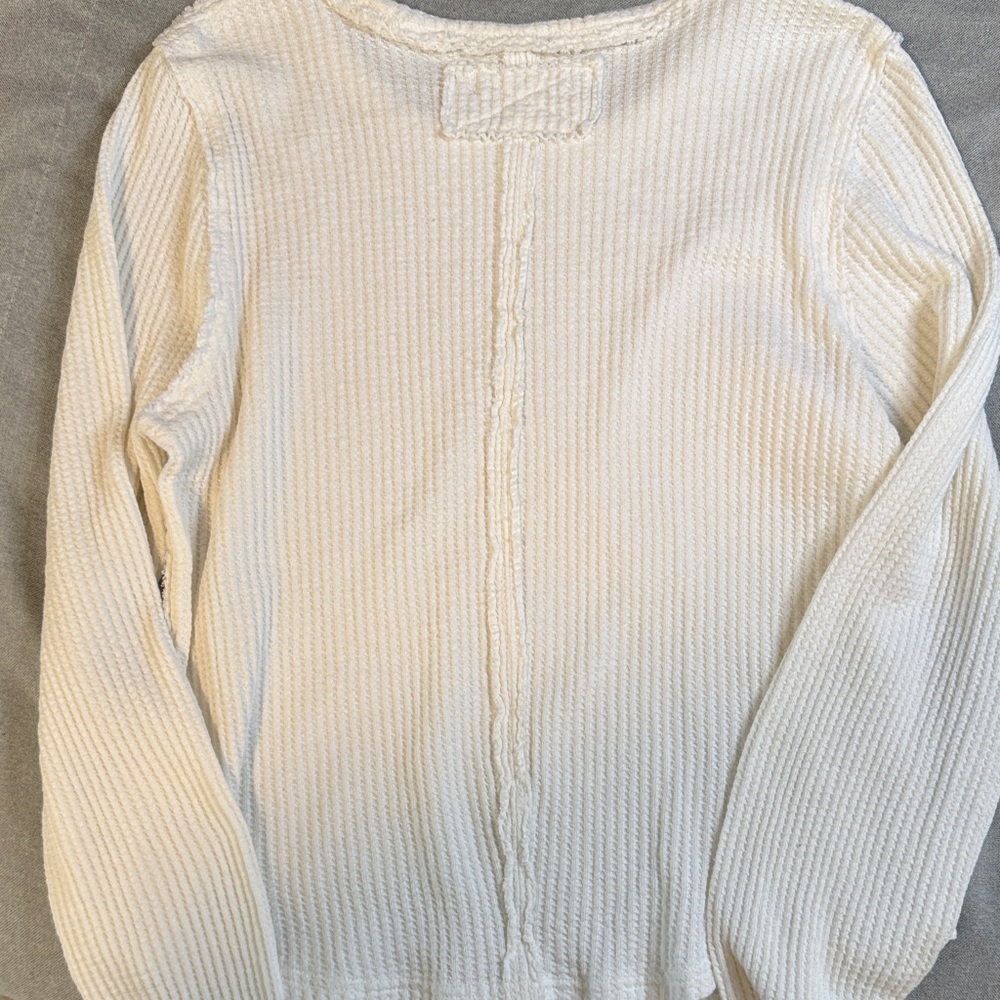We The Free Cream Waffle-Knit Long Sleeve Top - Picture 5 of 7